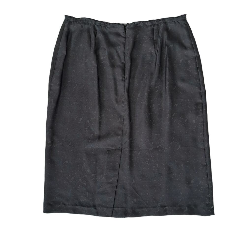 PRADA Silk Pencil Skirt Size 42 US 6  Printed Lace Black Blue Knee Length - Picture 3 of 10